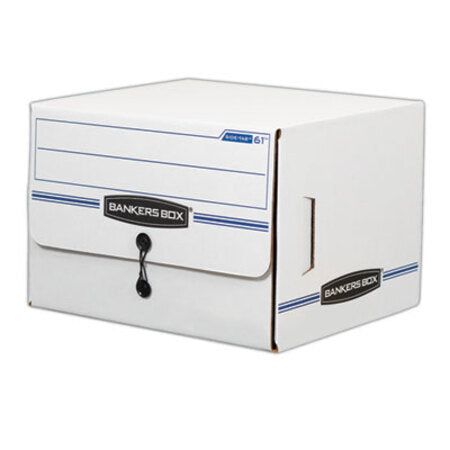 Bankers Box® SIDE-TAB Storage Boxes, Letter Files, White/Blue, 12/Carton - CT/1 - FEL-00061-CT