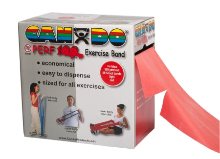Fabrication Enterprises Exercise Resistance Band CanDo® Perf 100™ Red 5 Inch X 100 Yard Light Resistance - Each - 10-5692-EA