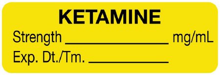 United Ad Label Drug Label UAL™ Anesthesia Label Ketamine Strength_mg/mL Exp Dt/Tm Yellow 1/2 X 1-1/2 Inch - Roll of 610 - ULAL732-RL