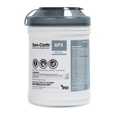 Professional Disposables Sani-Cloth® AF3 Surface Disinfectant Cleaner Premoistened Germicidal Manual Pull Wipe 160 Count Canister Mild Scent NonSterile - CN/1 - P13872-CN