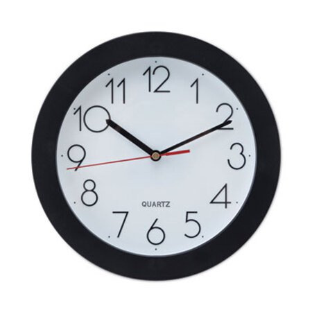 Universal® Bold Round Wall Clock, 9.75" Overall Diameter, Black Case, 1 AA (sold separately) - Each - UNV-10421-EA