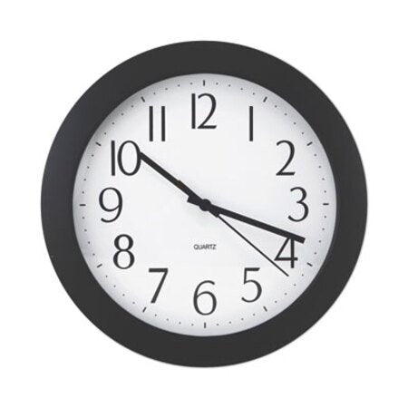 Universal® Whisper Quiet Clock, 12" Overall Diameter, Black Case, 1 AA (sold separately) - Each - UNV-10451-EA