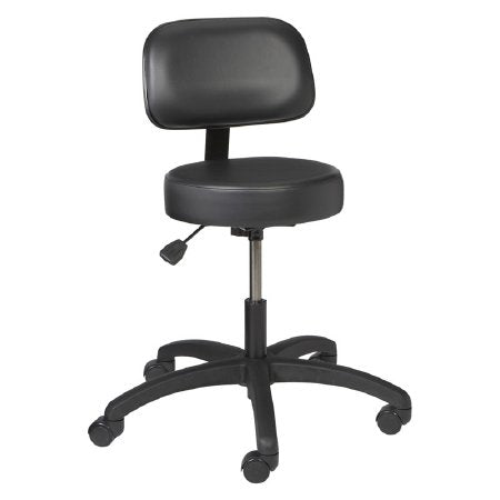 Brewer/Dental Exam Stool Vinyl Round Series Adjustable Contoured, Backrest Pneumatic Height Adjustment Dual Wheel Casters Purple Gray - Each - VRBM-3-DUR007-EA