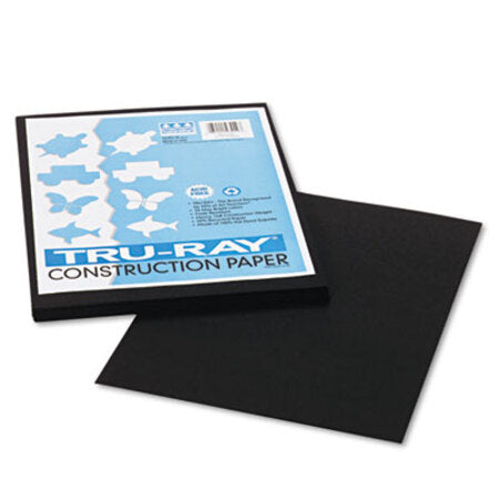 PACON® Tru-Ray Construction Paper, 76 lb Text Weight, 9 x 12, Black, 50/Pack - Pack of 1 - PAC-103029-PK