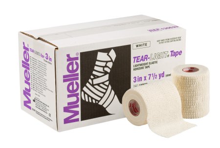 Mueller Sports Medicine Athletic Tape Mueller® Tear-Light® White 3 Inch X 7-1/2 Yard Elastic Adhesive NonSterile - Case of 16 - 130633-CS
