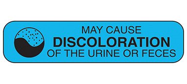 Health Care Logistics Pre-Printed Label Indeed Auxiliary Label Blue Paper May Cause Discoloration Of The Urine Or Feces Black Safety and Instructional 3/8 X 1-5/8 Inch - Pack of 1000 - 2006-PK