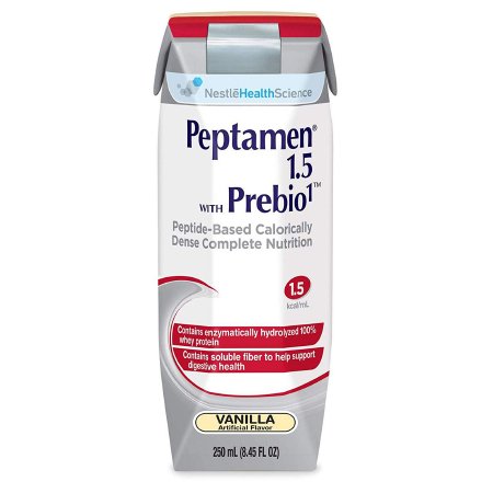 Nestle Healthcare Nutrition Oral Supplement Peptamen® 1.5 with Prebio 1™ Vanilla Flavor Liquid 250 mL Carton - Case of 24 - 10043900349586-CS