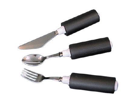 Fabrication Enterprises Soup Spoon Comfort Grip Built Up Handle Black - Each - 61-0068R-EA
