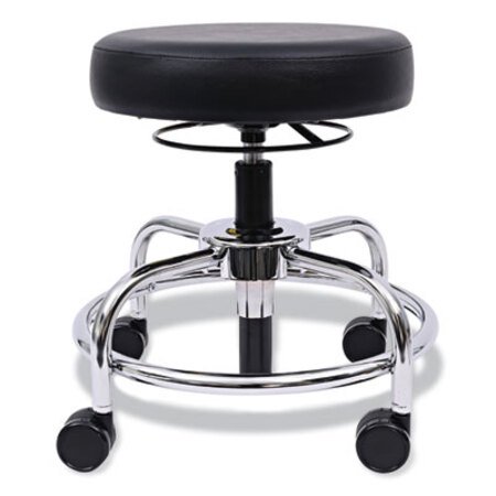 Alera® Alera HL Series Height-Adjustable Utility Stool, Backless, Supports Up to 300 lb, 24" Seat Height, Black Seat, Chrome Base - Each - ALE-CS614-EA