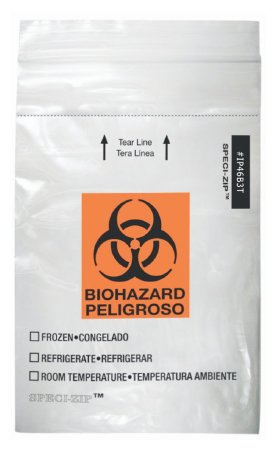 Fisher Scientific Biohazard Specimen Bag SPECI-ZIP™ Clear Bag 4 X 6 Inch - Case of 1000 - 22310402-CS