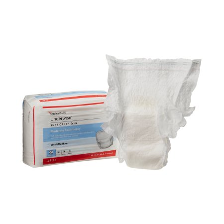 Cardinal Unisex Adult Absorbent Underwear Simplicity™ Extra Pull On with Tear Away Seams Small / Medium Disposable Moderate Absorbency - Bag of 25 - 1840R-BG
