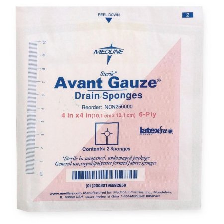 Medline Drain Sponge Medline 4 X 4 Inch Sterile 6-Ply - Pack of 1 - NON256000-PK