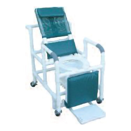 MJM International Commode / Shower Chair MJM International Fixed Arms PVC Frame Reclining Mesh Backrest 24 Inch Seat Width 325 lbs. Weight Capacity - Each - 196-10-QT-C-EA