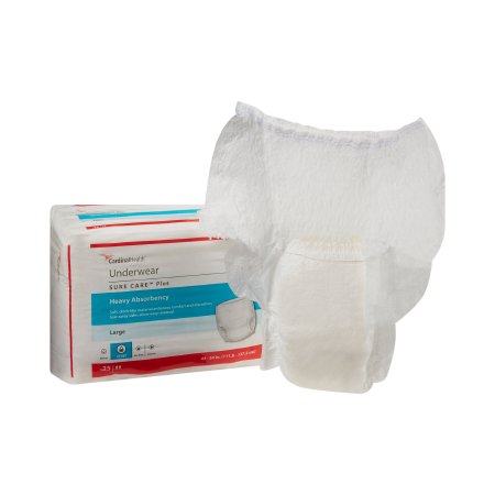 Cardinal Unisex Adult Absorbent Underwear Sure Care™ Plus Pull On with Tear Away Seams Large Disposable Heavy Absorbency - Case of 100 - 1615R-CS