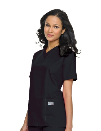 Landau Uniforms Scrub Shirt Large Black 3 Pockets Short Set-In Sleeve Female - Each - 70221BLACKLGE-EA