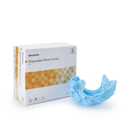 McKesson Shoe Cover McKesson One Size Fits Most Shoe High Nonskid Sole Blue NonSterile - Case of 150 - 16-3510-CS