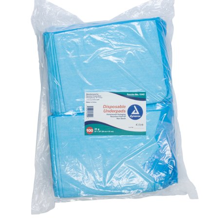 Dynarex Disposable Underpad Dynarex® 23 X 24 Inch Fluff Light Absorbency - Each - 1342-EA