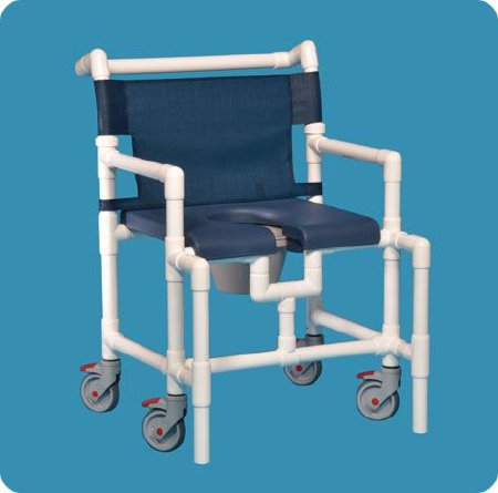 IPU Commode / Shower Chair ipu® Fixed Arms PVC Frame Mesh Backrest 28 Inch Seat Width 450 lbs. Weight Capacity - Each - SCC750 OS N BLUE-EA