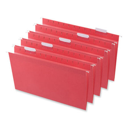 Universal® Deluxe Bright Color Hanging File Folders, Legal Size, 1/5-Cut Tabs, Red, 25/Box - Box of 1 - UNV-14218-BX