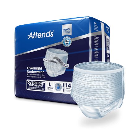 Attends Healthcare Products Unisex Adult Absorbent Underwear Attends® Overnight Pull On with Tear Away Seams Large Disposable Heavy Absorbency - Case of 56 - APPNT30-CS