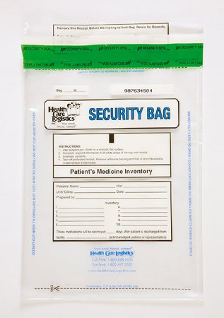Health Care Logistics Patient Medicine Inventory Bag Health Care Logistics® 9 X 12 Inch Polyethylene Tamper Evident Tape Closure Clear - Pack of 250 - 10447-PK