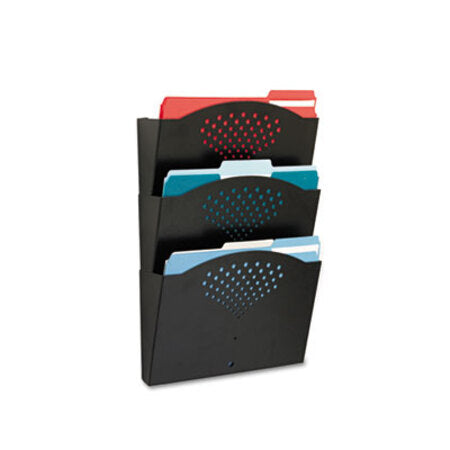 Safco® Steel Wall Pocket, 3 Sections, Letter Size, 12" x 3.25" x 17.25", Black - Each - SAF-3172BL-EA