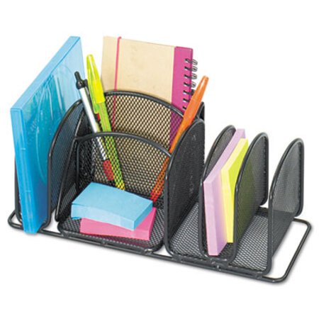Safco® Deluxe Organizer, 6 Compartments, Steel, 12.5 x 5.25 x 5.25, Black - Each - SAF-3251BL-EA