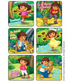 Medibadge Disney® 75 per Unit Dora and Diego - Say It Two Ways! Spanish Sticker - Pack of 90 - 1459P-PK