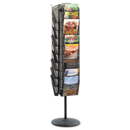 Safco® Onyx Mesh Rotating Magazine Display, 30 Compartments, 16.5w x 16.5d x 66h, Black - Each - SAF-5577BL-EA