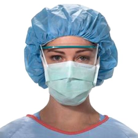 O&M Halyard Inc Surgical Mask FluidShield Anti-fog Foam Pleated Tie Closure One Size Fits Most Green NonSterile ASTM Level 1 Adult - Case of 300 - 28806-CS