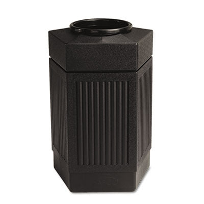Safco® Canmeleon Indoor/Outdoor Pentagon Receptacle, 30 gal, Polyethylene, Black - Each - SAF-9485BL-EA