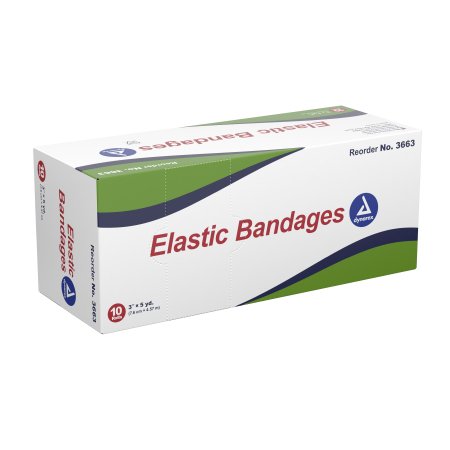 Dynarex Elastic Bandage Dynarex® 3 Inch X 4-1/2 Yard Clip Detached Closure Tan NonSterile Standard Compression - Box of 10 - 3663-BX