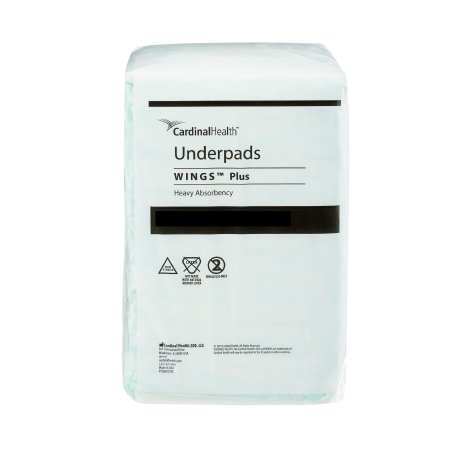 Cardinal Disposable Underpad Wings™ Plus 36 X 36 Inch Fluff / Polymer Heavy Absorbency - Bag of 12 - 968-BG