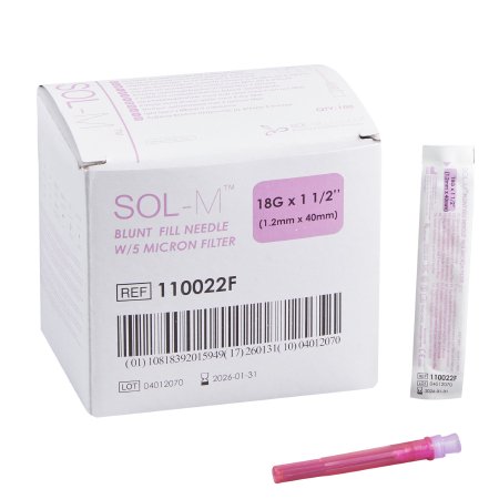 Sol-Millennium Medical Filter Needle SOL-M™ 18 Gauge 1-1/2 Inch Blunt - Case of 1000 - 110022F-CS