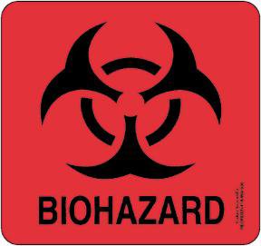 Fisher Scientific Pre-Printed Label Fisherbrand™ Warning Label Flourescent Red Paper Biohazard / Symbol Black Biohazard 7-3/5 X 7-3/5 Inch - Pack of 1 - 18999936-PK