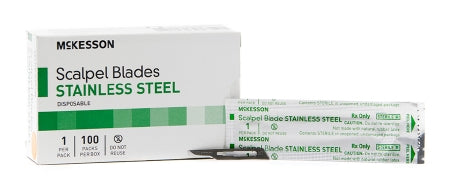 McKesson Surgical Blade McKesson Brand Stainless Steel No. 15 Sterile Disposable Individually Wrapped - Box of 100 - 1642-BX