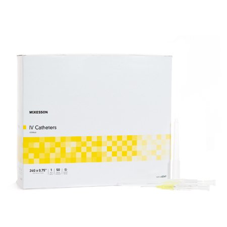 McKesson Peripheral IV Catheter McKesson 24 Gauge 0.75 Inch Without Safety - Box of 50 - 6049-BX