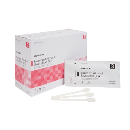 McKesson Impregnated Swabstick McKesson 70% Strength Isopropyl Alcohol Individual Packet Sterile - Box of 25 - 988-BX