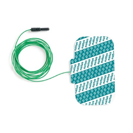 Natus Medical EMG Adhesive Ground Plate Electrode with Leadwire Natus® 2 X 4 Inch X 59 Inch Lead Length Silver / Silver Chloride NonSterile Rectangular Tip Disposable - Box of 24 - 019-422200-BX