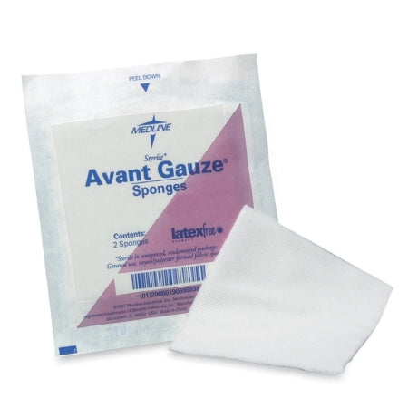 Medline Nonwoven Sponge Avant Gauze® 3 X 3 Inch 2 per Pack Sterile 4-Ply Square - Case of 1200 - NON21334-CS