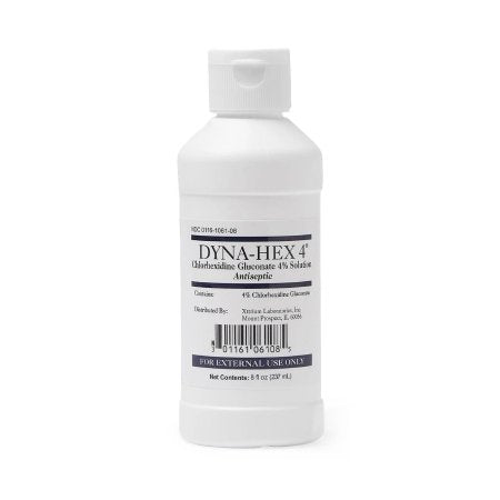 Xttrium Laboratories Surgical Scrub Solution Dyna-Hex 4® 8 oz. Bottle 4% Strength CHG (Chlorhexidine Gluconate) NonSterile - Case of 24 - 1061DYN08-CS