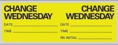Precision Dynamics Pre-Printed Label Advisory Label Yellow Paper Change Wednesday, Date, Time, Rn Initial Black Syringe Label 1 X 2-15/16 Inch - Roll of 1 - N-7334-RL