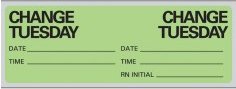 Precision Dynamics Pre-Printed Label Advisory Label Green Paper Change Tuesday Black Syringe Label 1 X 2-15/16 Inch - Roll of 1 - N-7340-RL