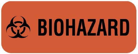 United Ad Label Pre-Printed Label UAL™ Warning Label Fluorescent Red Paper Biohazard / Symbol Black Biohazard 7/8 X 2-1/4 Inch - Roll of 420 - ULBH201-RL