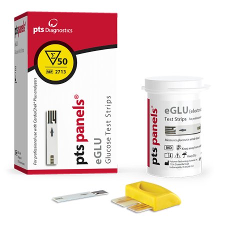PTS Diagnostics Reagent Test Strip PTS Panel® eGLU™ Cardiac / Lipids / General Chemistry Glucose For CardioChek Plus Analyzers 50 Tests - Box of 50 - 2713-BX