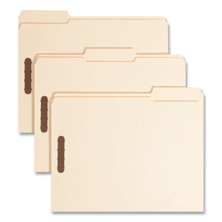 Smead™ Top Tab Fastener Folders, 1/3-Cut Tabs: Assorted, 0.75" Expansion, 2 Fasteners, Letter Size, Manila Exterior, 50/Box - Box of 1 - SMD-14537-BX