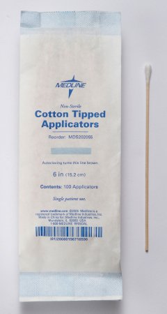 Medline Swabstick Cotton Tip Wood Shaft 6 Inch NonSterile 100 per Pack - Case of 100 - MDS202055-CS