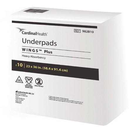 Cardinal Disposable Underpad Wings™ Plus 23 X 36 Inch Fluff / Polymer Heavy Absorbency - Case of 100 - 982B10-CS