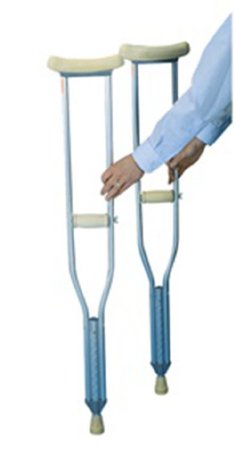 Alimed Underarm Crutches Aluminum Frame Tall Adult 250 lbs. Weight Capacity Push Button Adjustment - Pair - 77012/NA/REG-PR