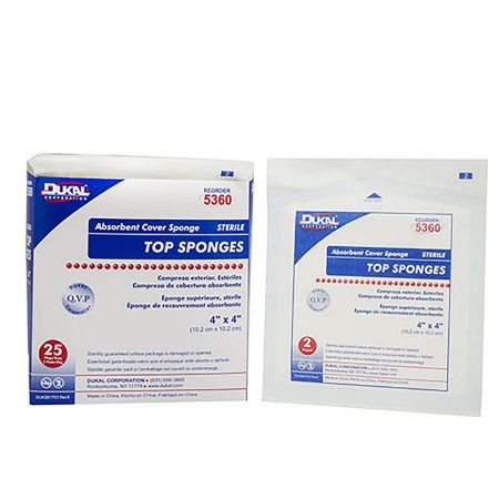 Dukal Nonwoven Sponge Dukal™ 4 X 4 Inch 2 per Pack Sterile 1-Ply Square - Case of 600 - 5360-CS